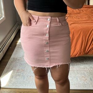 Pink denim skirt
